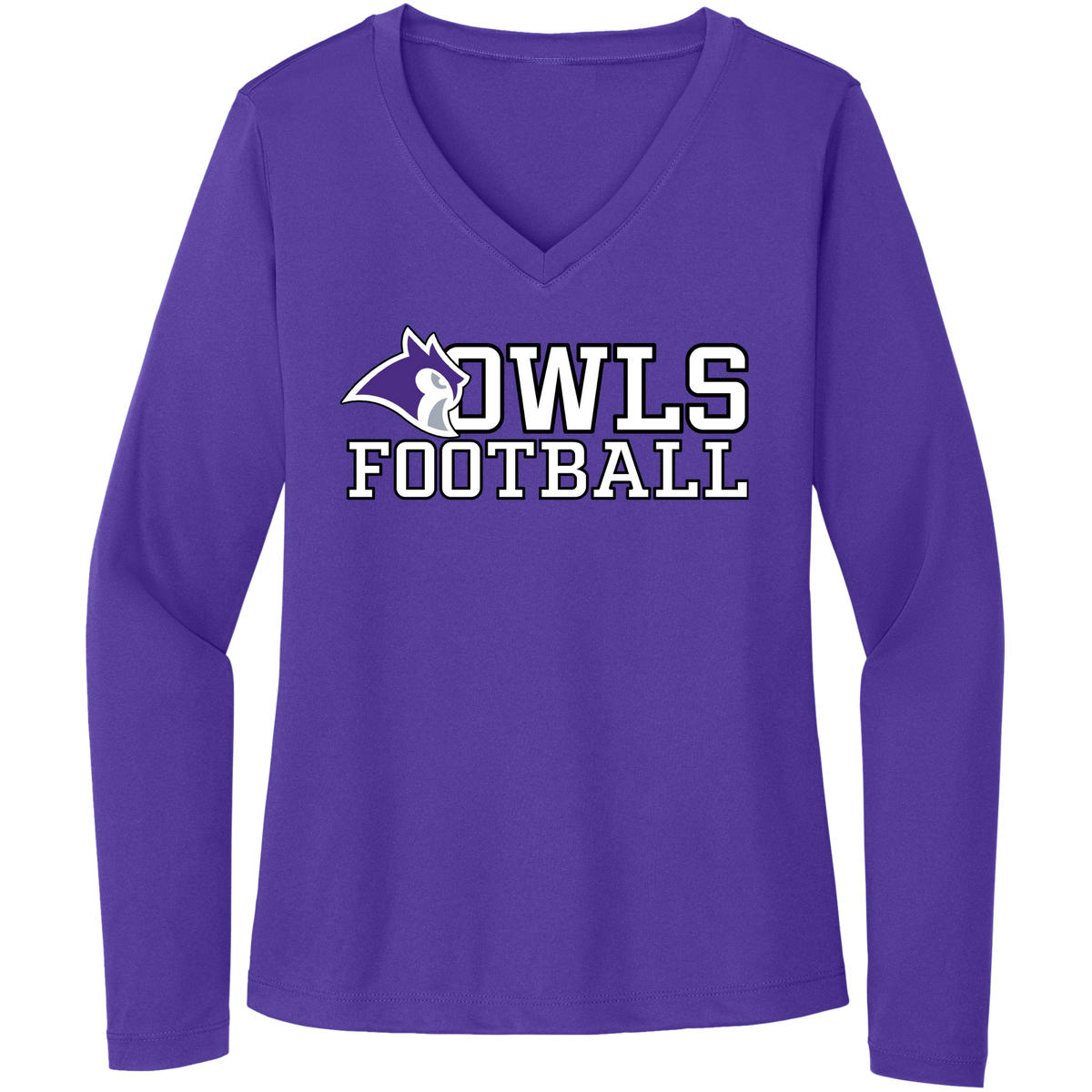 KCFB OWLS WOMEN&#39;S DRI-FIT LONG SLEEVE V-NECK (CUSTOMIZEABLE SPIRITWEAR)