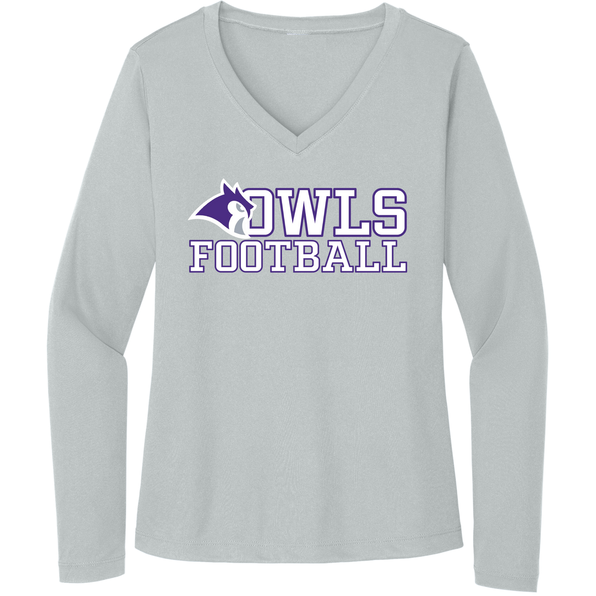 KCFB OWLS WOMEN&#39;S DRI-FIT LONG SLEEVE V-NECK (CUSTOMIZEABLE SPIRITWEAR)