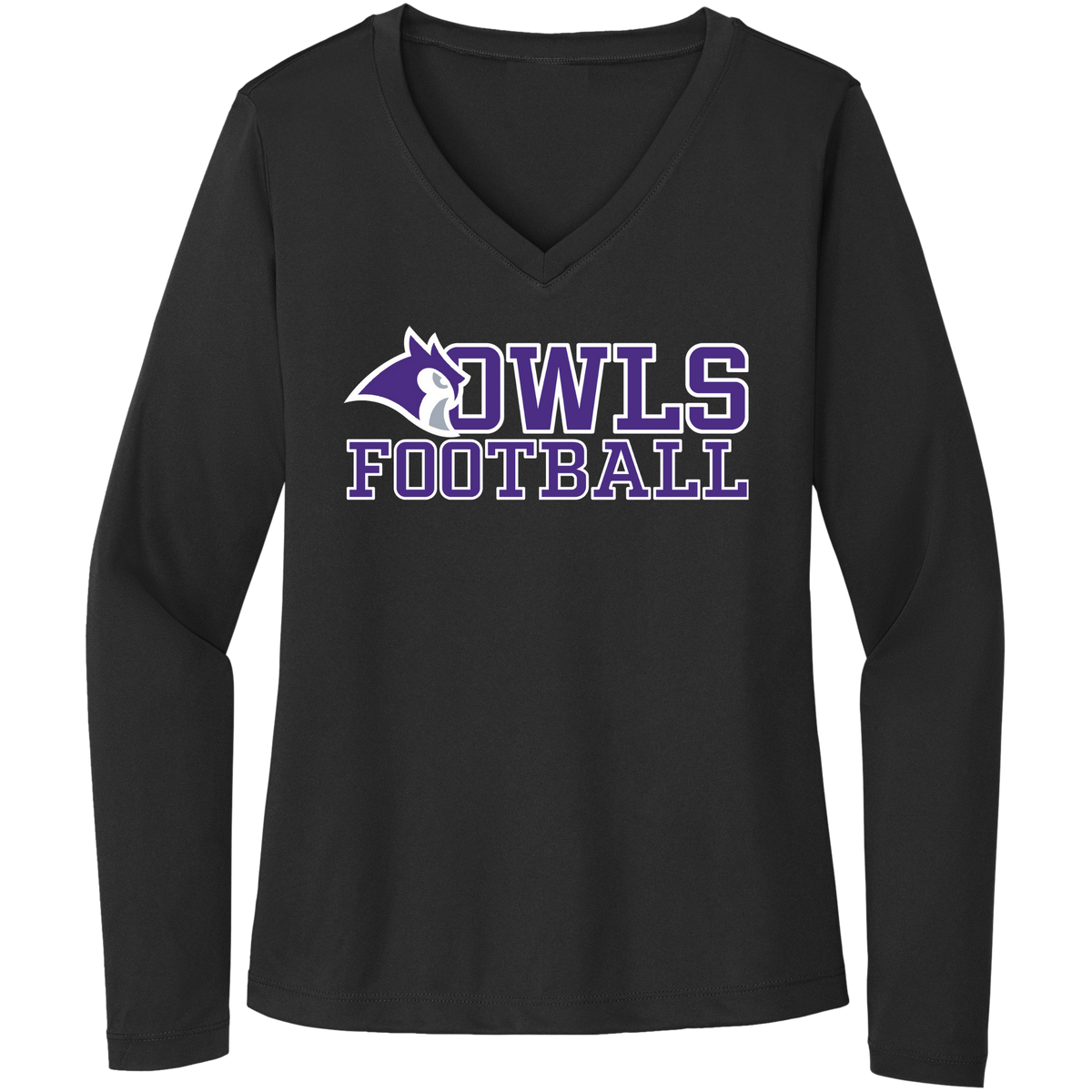 KCFB OWLS WOMEN&#39;S DRI-FIT LONG SLEEVE V-NECK (CUSTOMIZEABLE SPIRITWEAR)