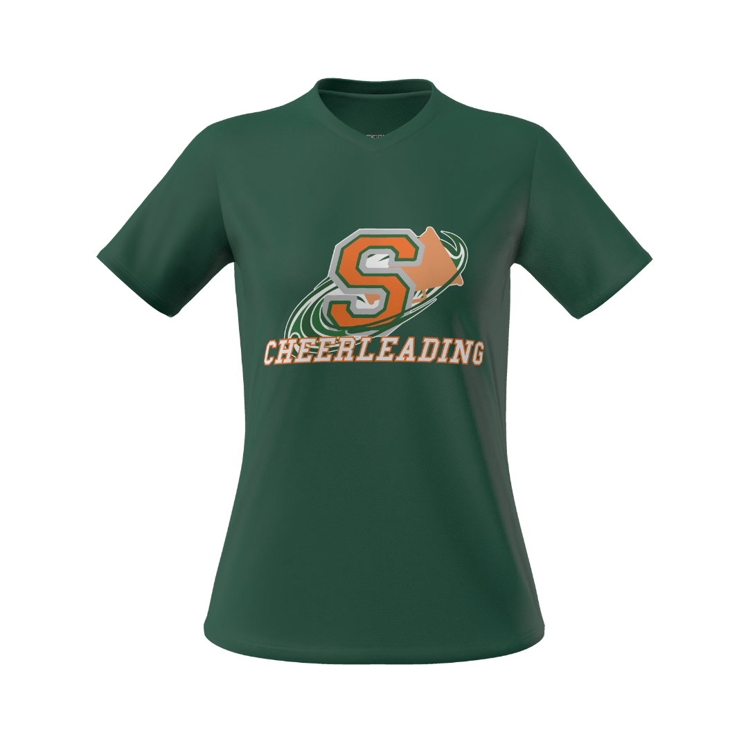 SASH CHEERLEADING - GREEN P-CORE PROKNIT SS V-NECK - WOMEN