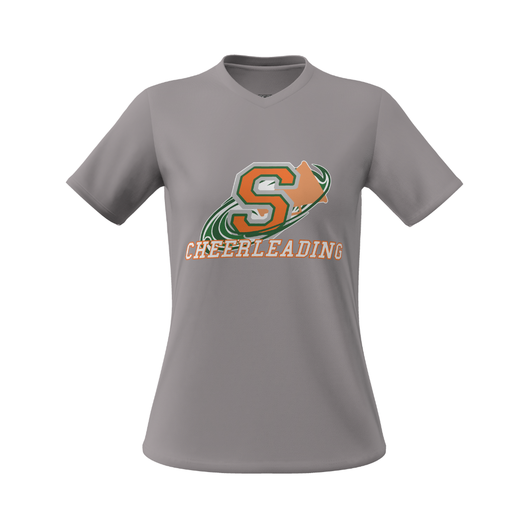 SASH CHEERLEADING - GREY P-CORE PROKNIT SS V-NECK - WOMEN