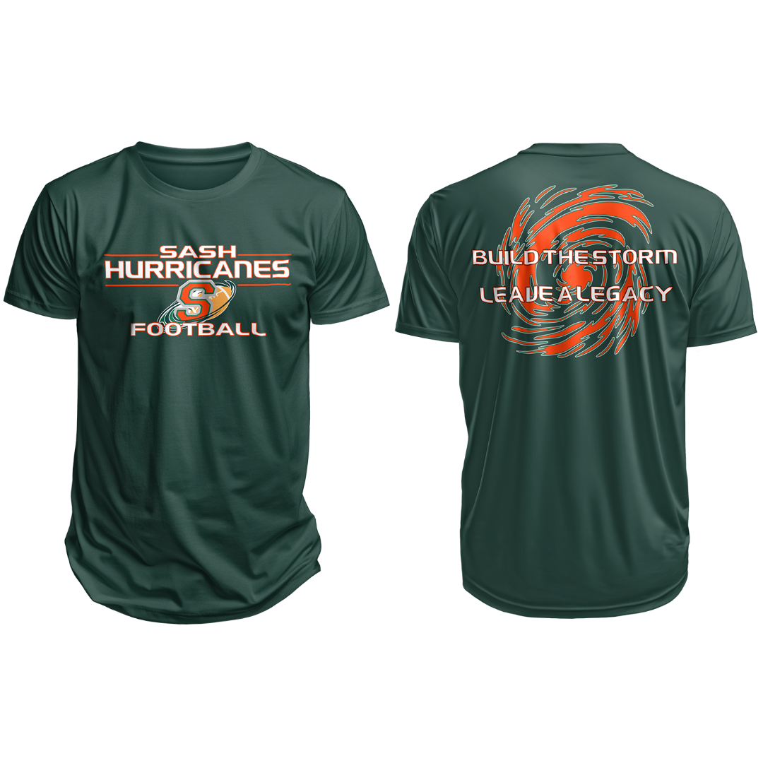 SASH HURRICANES FOOTBALL P-CORE TEE - FOREST GREEN