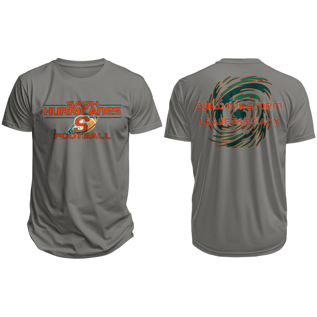SASH HURRICANES FOOTBALL P-CORE TEE - GRAY